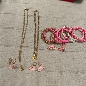 Gold and Pink Jewelry Set